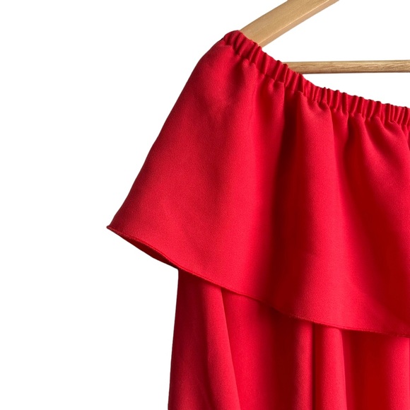 Aritzia Wilfred Off the Should Ruffle Morel Blouse Bright Red - Size Large - Picture 2 of 8